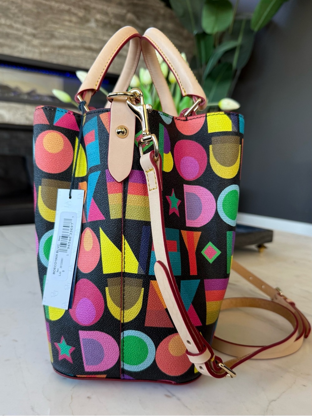 New Dooney & Bourke Art Deco Brenna Cotton/Leather Bag - Picture 4 of 16